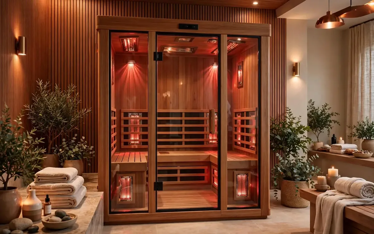 Aura Sauna Co website — infrared sauna lifestyle scene