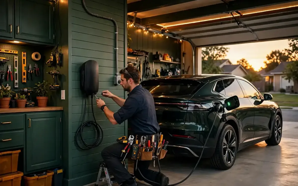 EV Charger Installers USA website — technician installing a home EV charger