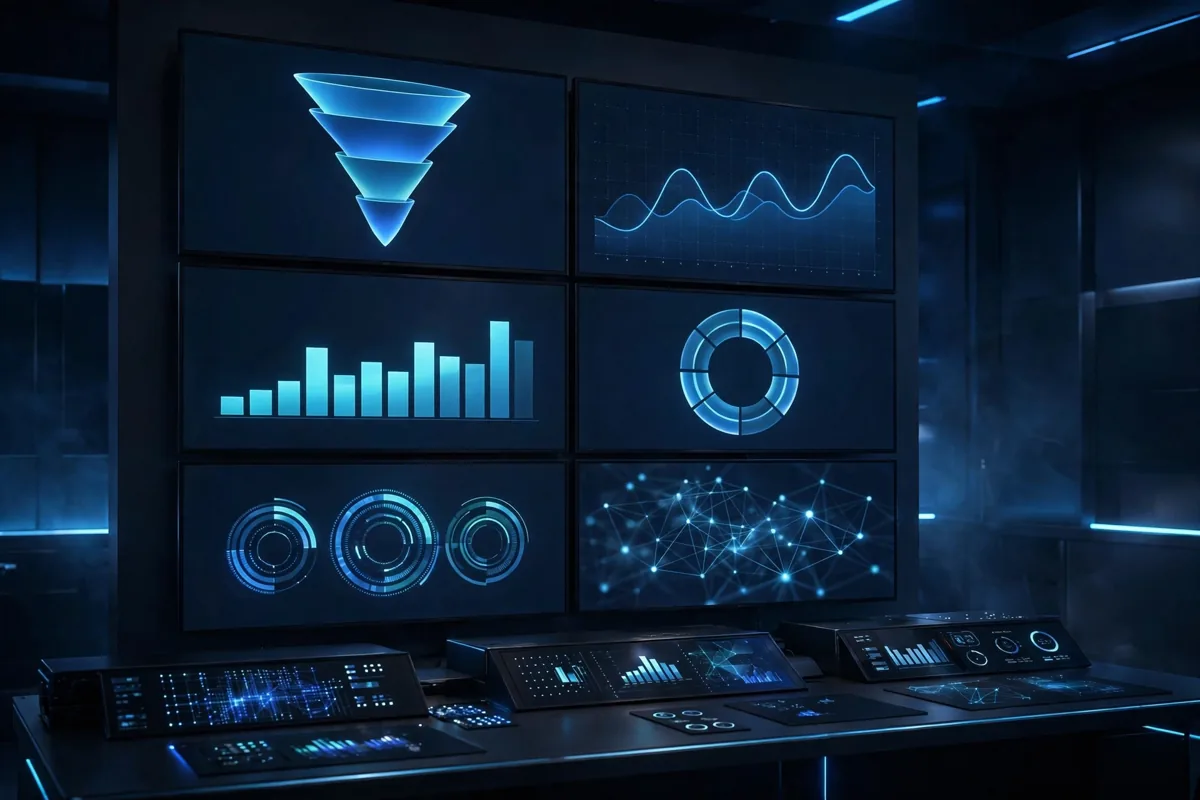 Marketing analytics dashboards with channel performance data