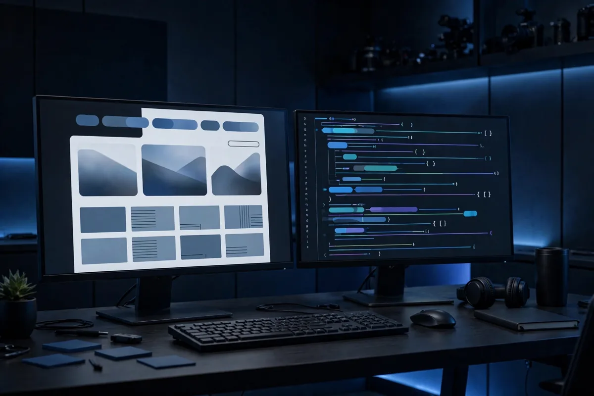 Professional services website design on screen